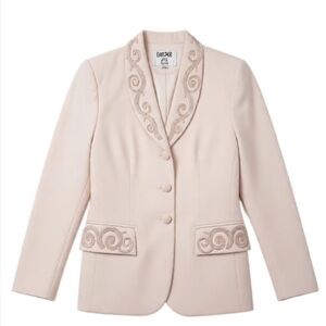 Kasper Women's Light Pink Swirl Embroidered Chic Blazer Size 4 Petite
